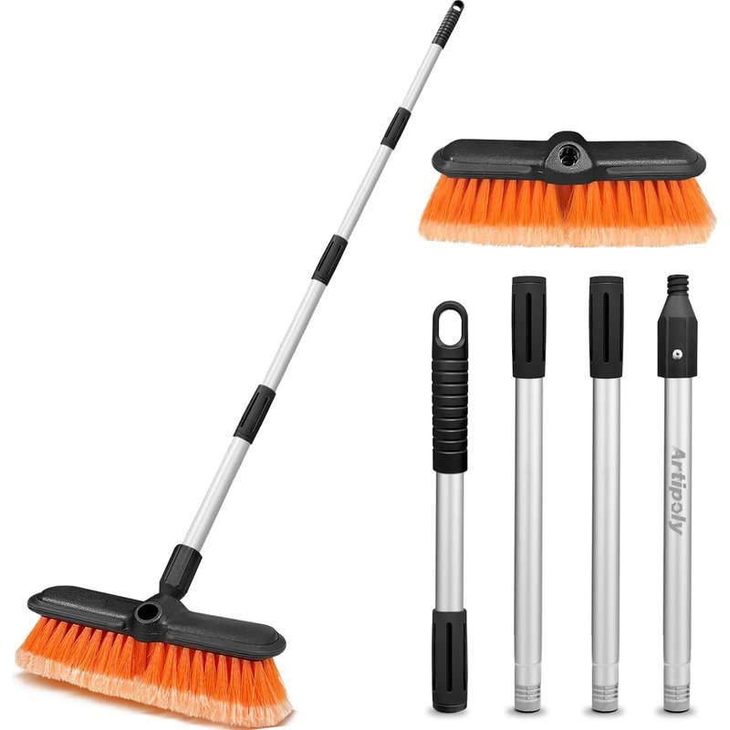 ARTIPOLY 65" Car Wash Brush with Long Handle, 10” Anti Scratch Dip Soft Cleaning Brush, Portable Car Washing Kit for RV Truck House Siding Snow Floors