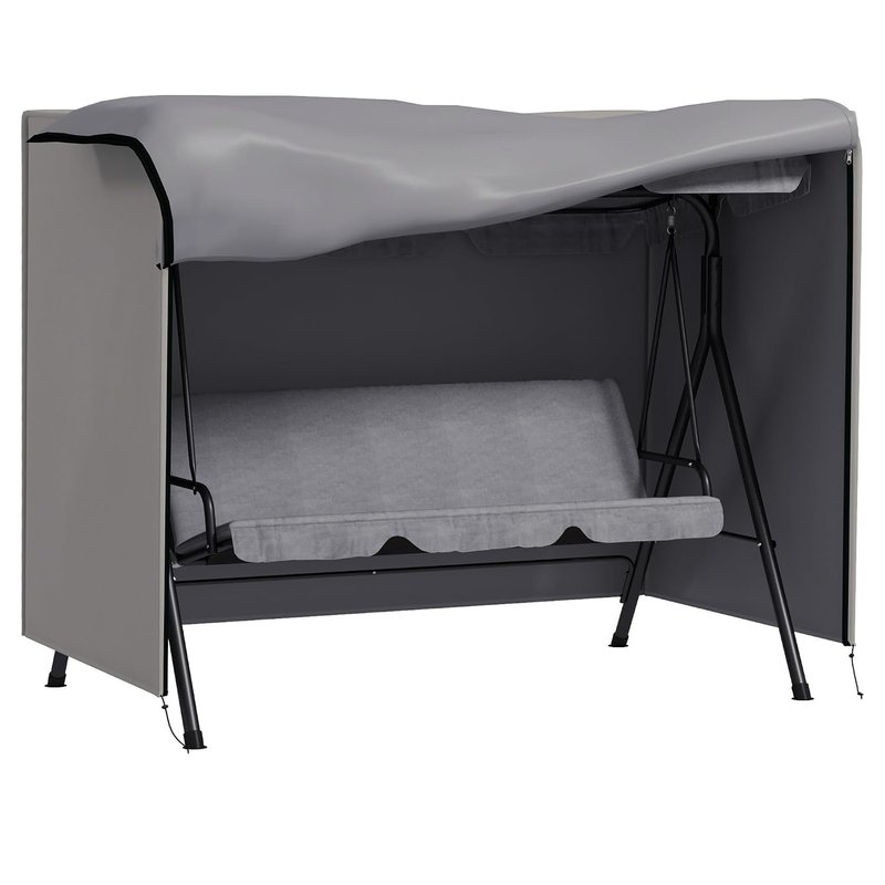 Outsunny 3 Seater 600D Oxford Patio Swing Chair Cover Outdoor Garden Furniture Rain Protection Protector Waterproof Anti-UV, 205 x 124 x 164 cm, Light Grey