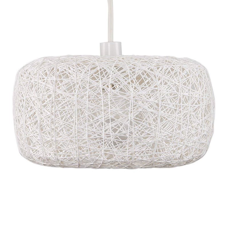 MiniSun | Modern Cream Lattice Wicker Doughnut Ceiling Light Shade | Pendant Lights, Home Décor & Improvement Essential | Includes 10W LED Bulb [3000K Warm White] | 28cm Shade Width