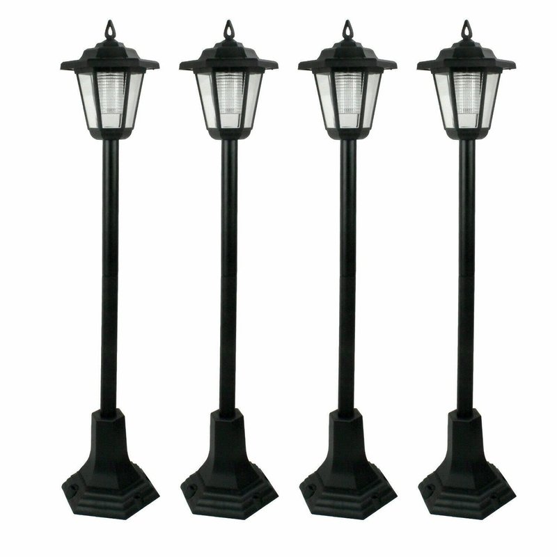 AGP ADVANCED GLOBAL PRODUCTIONS LED Garden Lights Lamp Post Solar Powered Lantern Patio Pathway Walkway Outdoor - 83cm, Black