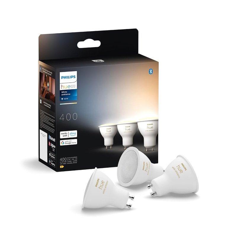 Philips Hue GU10 – Smart LED Spotlight – (3-Pack) White Ambiance