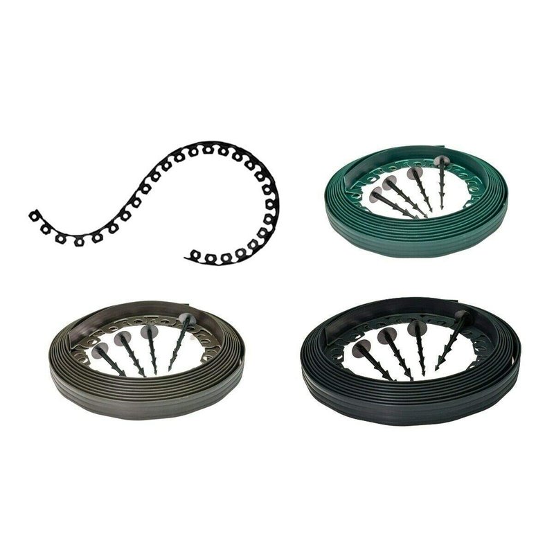 Garden Edging – Flexible Garden Border Edging – Six Different Lengths of Border Edging, 10m, 20m, 30m, 40m, 50m, 100m – Two Heights 4cm and 6cm – Black Flexible Flower Bed Edging with Pegs 10/4 Black