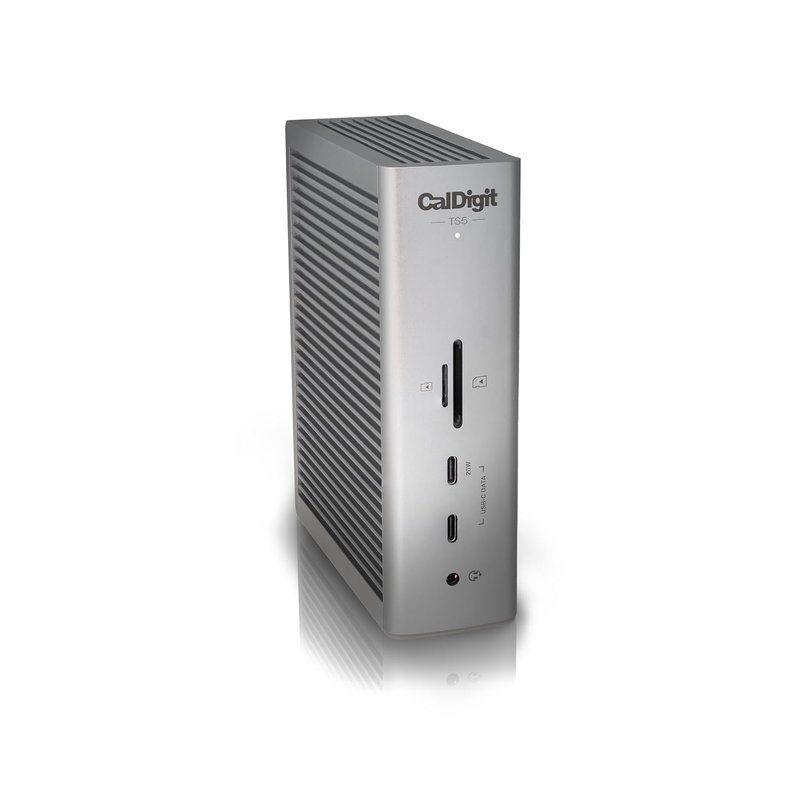 CalDigit TS5 - Thunderbolt 5 Dock - 15 Port, 140W Dedicated Host Charging, 80Gb/s Thunderbolt 5 x4, USB-C 10Gb/s x3, USB-A x2, 2.5GbE, Dual 8K@60Hz, SD & microSD UHS-II, 1m Braided Cable, 240W PSU
