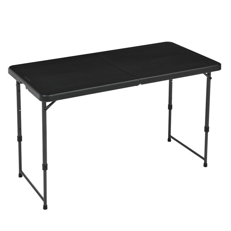 Amazon Basics 4-Foot Folding Table with Adjustable Height, Lightweight Portable Folding Tables for Indoor & Outdoor, Auto-Locking Legs, Carrying Handle, 121.4 x 60.7 x 86.1 cm, Black