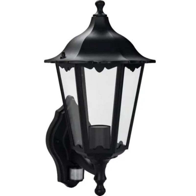 Luceco Six Panel Coach Lantern with PIR Sensor, Black