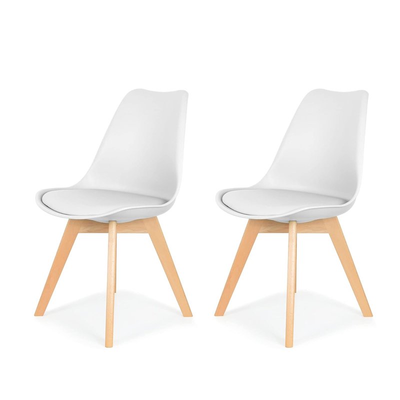 IHANA Dining Chair with Cushioned Pad Seat & Solid Beech Wood Legs for Mid Century Modern Dining Room Living Room Bedroom Kitchen & Lounge