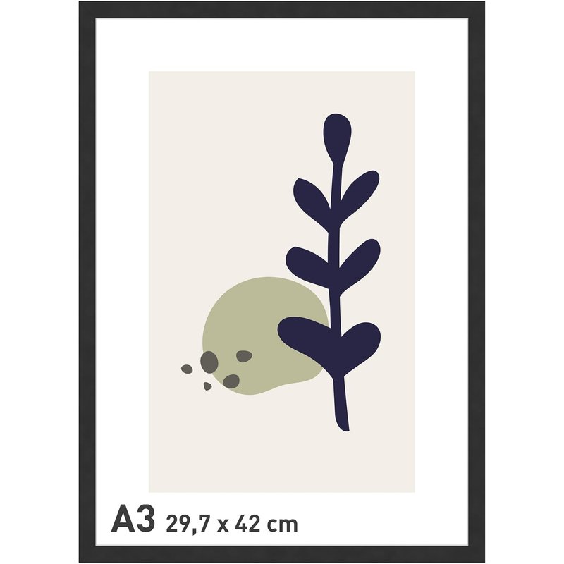 accent by nielsen Velino Picture Frame - Black A3, 29.7x42cm - with Glass Front - Ready-to-Hang with Contemporary Poster Print