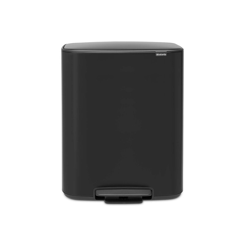 Brabantia Bo Pedal Bin - 2 x 30L Inner Buckets (Matt Black) Large Waste/Recycling Kitchen Bin - Soft Closing Lid
