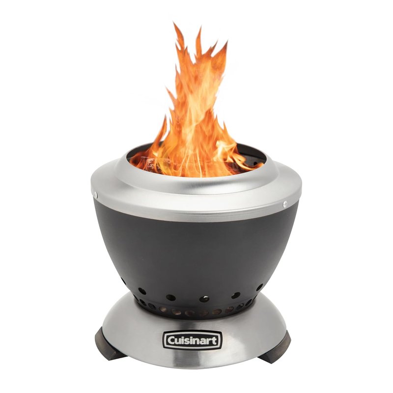 Cuisinart 19cm Table Top Cleanburn Smokeless Fire Pit for garden, camping & beach|Ultra-Portable|Minimal Smoke, Dual-Fuel (Wood Logs & Pellets)|Carbon Steel & Stainless Steel|Lightweight