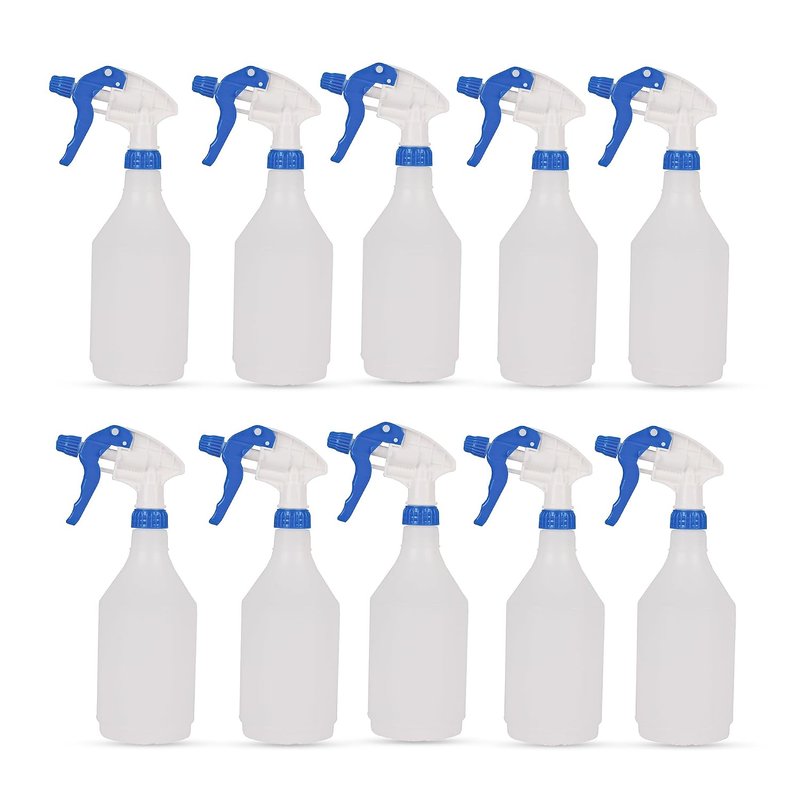 DCS Pack of 10 Plastic Water Spray Bottles for Cleaning 750ml – Hand Trigger Empty Spray Bottles for Gardening and Home Cleaning – Heavy duty Industrial Refillable Mist Spray Bottle (Blue)