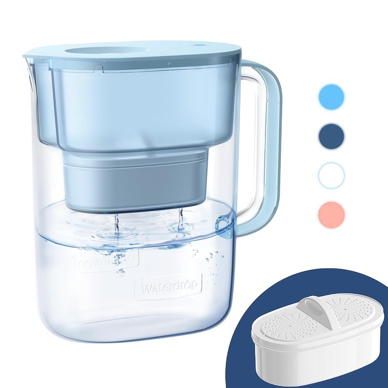 Waterdrop Lucid Water Filter Jug with 1×90 Days Filter, 3.5L, Reduces Fluoride, Chlorine and More, NSF Certified, BPA Free, Blue (Replacement Filter: WD-PF-01A Plus)