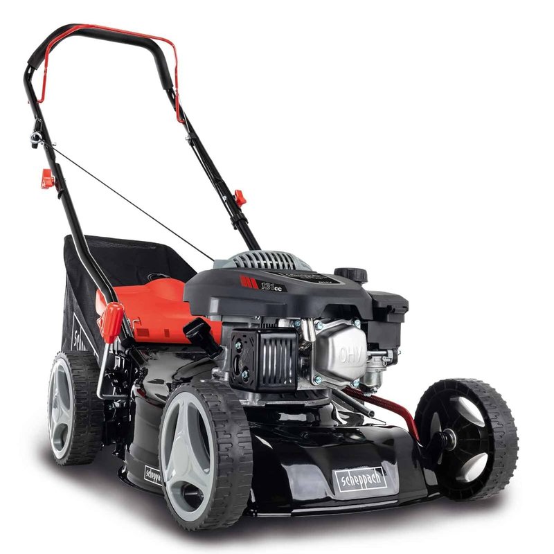 Scheppach MP132-42 Push Compact Petrol Lawnmower | 42 cm Cutting Width | Mulching, Lightweight & Manoeuvrable | 45L Grass Bag | Easy Clean & Storage