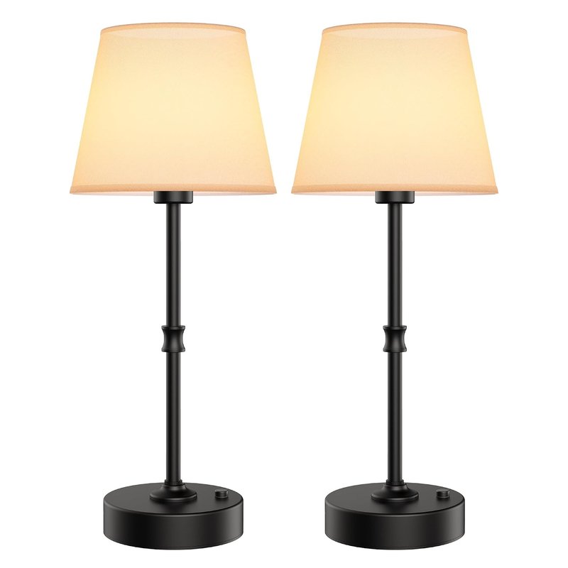 EppieBasic Rechargeable Table Lamp Cordless: Fast Charging & Long Lasting - 2700K Warm Light Vintage Black Lamps for Women Housewife - Living Room Dining Bedroom - 2 Pack