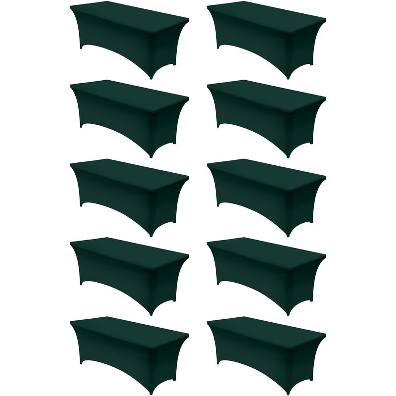 Utopia Kitchen Spandex Tablecloth 10 Pack [6FT, Hunter Green] Tight, Fitted, Washable and Wrinkle Resistant Stretch Rectangular Patio Table Cover for Event, Wedding, Banquet & Parties[183Lx76Wx76H]cm