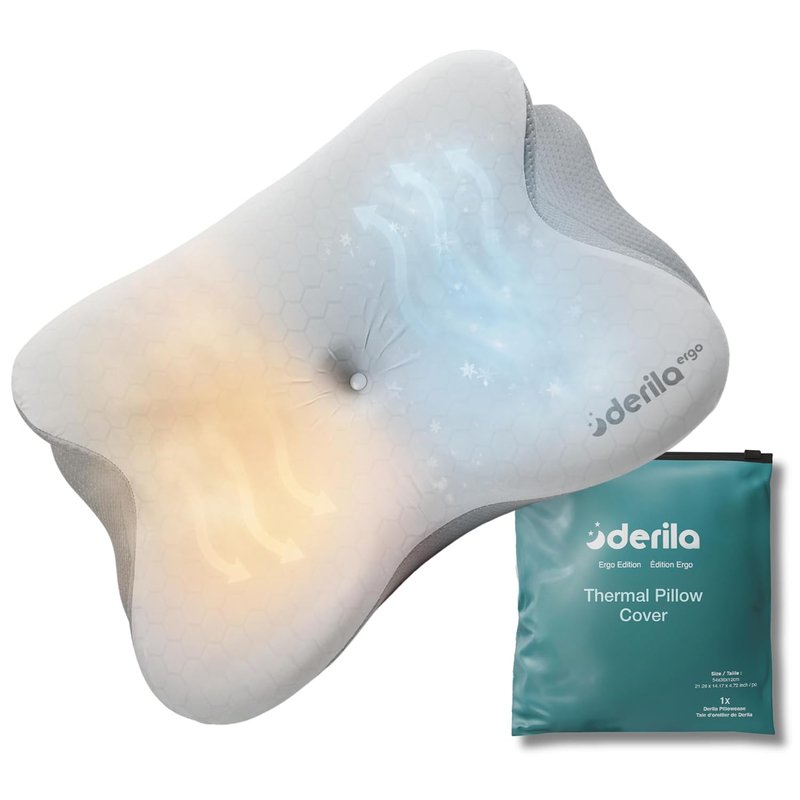 Derila Ergo Thermal Pillowcase (1pc) for Sleeping Pillow, Size 21.25x14.17in, OEKO-TEX - Bed Pillow Case Silky Soft with Zipped Closure, Gray (pillow not included)