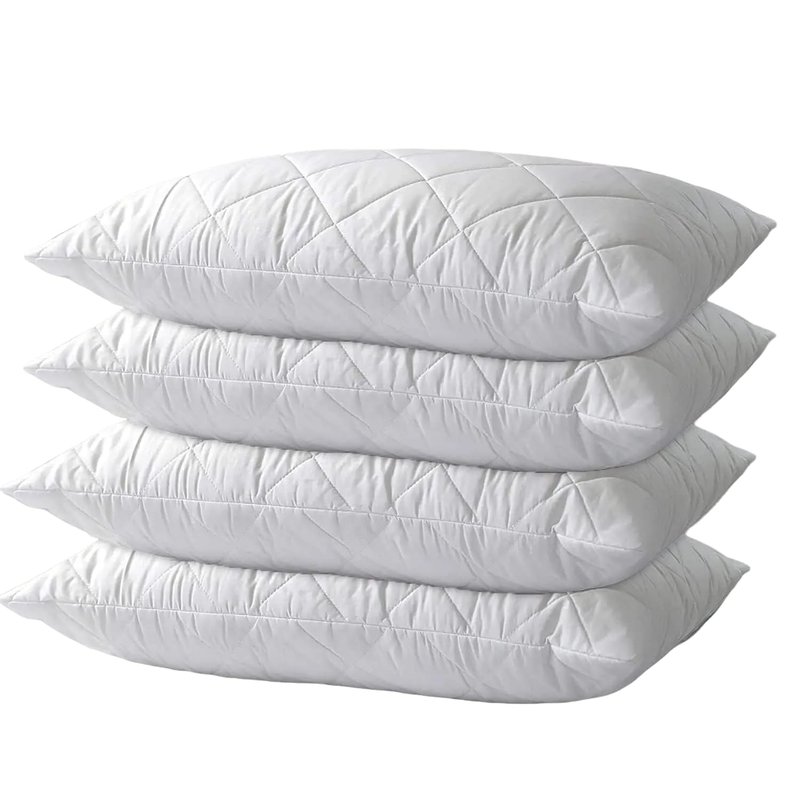 Pillows 4 Pack Extra Filled luxury bounce back bed Pack Hotel Quality Bed Pillow Pair Luxury Firm Support Side Sleeper Pillow Back Neck Pain Relief Support Pillows (Quilted, 4 Count (Pack of 1))