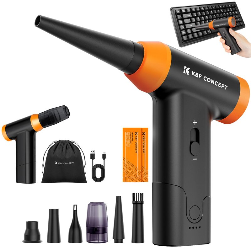 K&F CONCEPT BS200 2-in-1 Compressed Air Duster PC Cleaner, 150000RPM Air Blower, Electric air Dusters, Speed Adjustable Rechargeable Reusable Compressed Air Blaster for Laptop Computers Keyboard