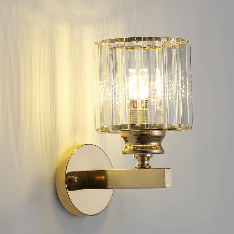 Sxtiger Modern Crystal Wall Light Sconce, E27 Rose Gold Crystal Wall Lamp, Hardwired Wall Lighting Fixtures for Bedside Bedroom Living Room Corridor Dining Room Hallway (Rose Gold)