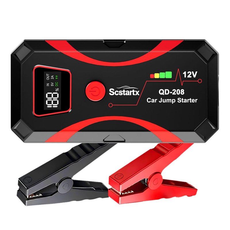Car Battery Jump Starter, Portable Power Battery Pack 2000A Peak Jump Box for Motorcycle Up to 7L Gas & 4L Diesel 3 Modes Flashlight and Safety Jumper Clamps