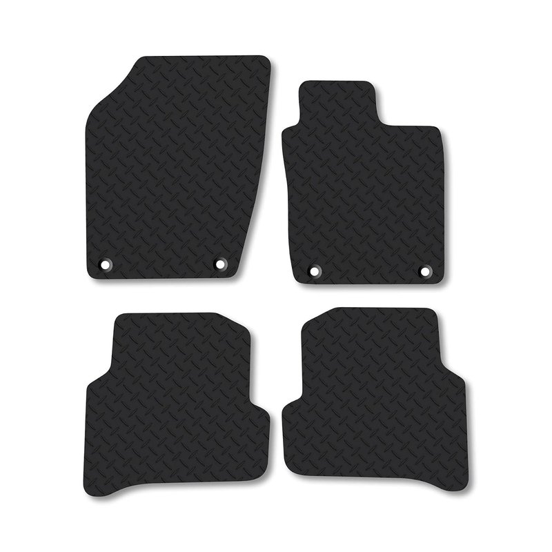 Skoda Fabia (2015-2021) Heavy Duty Thick Rubber Car Mats Accessories Tailored Fit Front Rear Set Compatible Accessory Waterproof Durable Non-Slip 5mm Full Coverage Protection with Clips