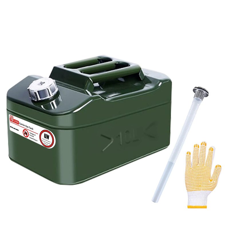 Zemoeng Jerry Can 10L Metal, Petrol Can with Flexible Spout, UN Approved Fuel Can for Petrol Diesel and Other Dangerous Goods - Green