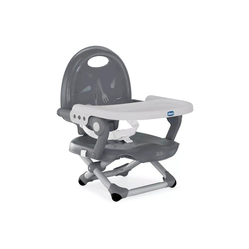 Chicco - Booster Seat Pocket Snack - Adjustable High Chair - 3 Heights - Lightweight and Compact - Removable Blade - Grey