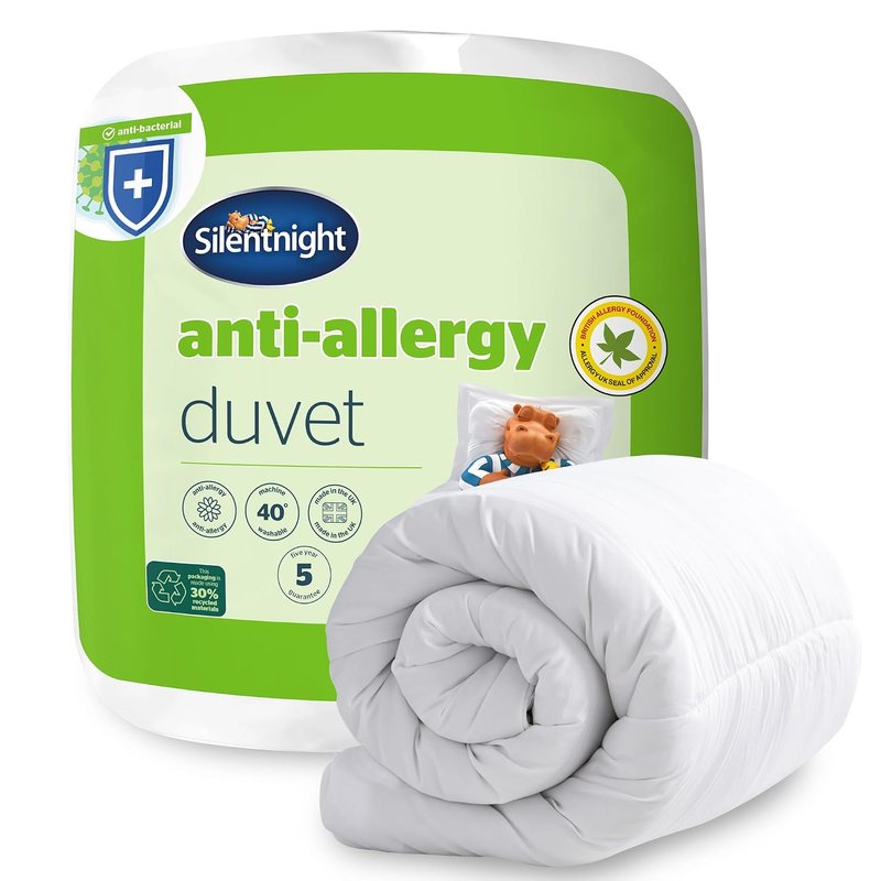 Silentnight Anti Allergy Single Duvet 7.5 Tog - All Year Round Quilt Duvet Anti-Bacterial and Machine Washable with Allergy UK Approved Anti Allergy Fibres - Single Bed