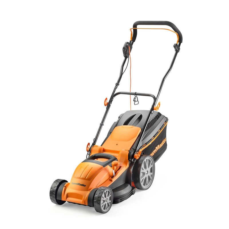 LawnMaster 1800W Electric Lawn Mower with 40cm cutting width, ideal for larger lawns, with rear roller and mulching function, 2 year guarantee