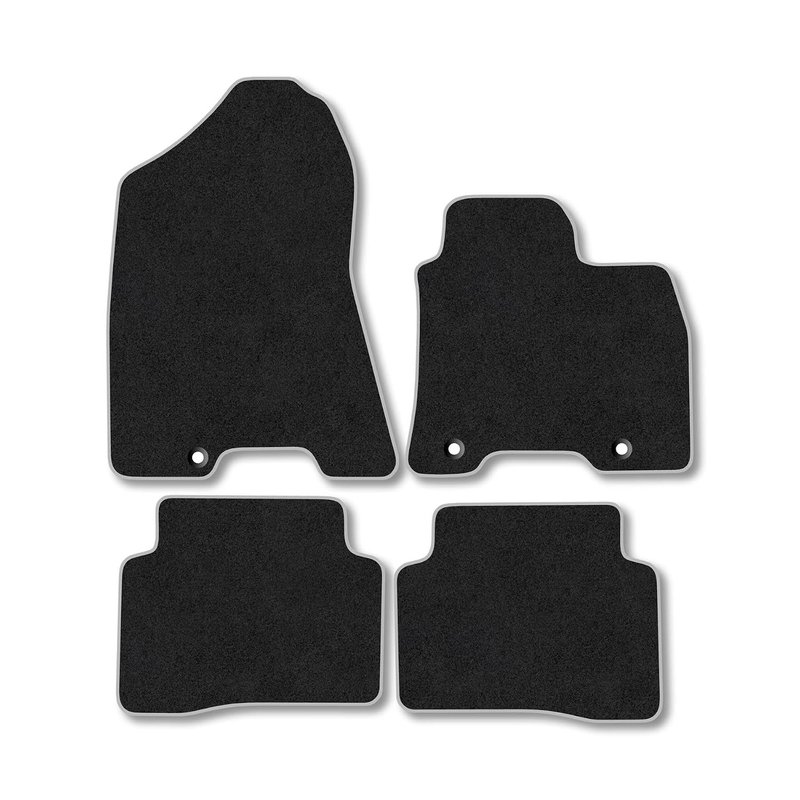 Hyundai Tucson (2015-2021) [Hook Fixing] Premium Car Mats Accessories Tufted-Pile Carpet Grey Trim Tailored Fit Non-Slip Floor Mats Compatible Full Front & Rear Set Full Coverage Accessory with Clips