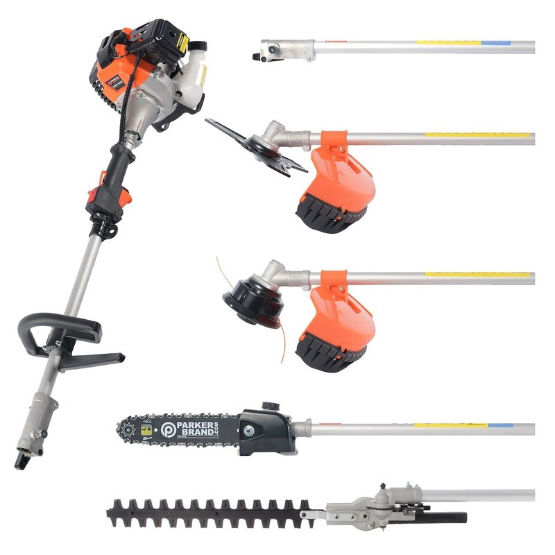 Certified Refurbished 52cc 5-in-1 Multi-Function Garden Tool – Petrol Brush Cutter, Grass Trimmer, Hedge Trimmer, Pruner