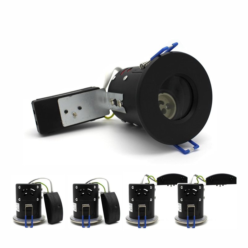 sanlumia 4 X LED Fire Rated Downlight Can GU10 Recessed Ceiling Twist & Lock Interchangeable Downlight IP65 Black