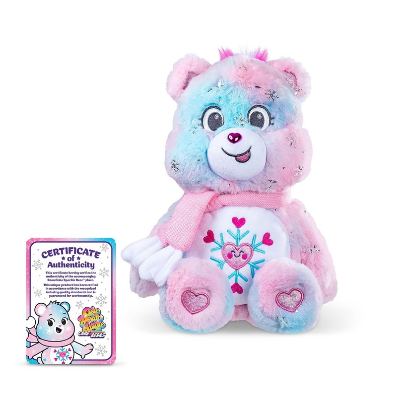 Basic Fun Care Bears Collector Edition – Snowflake Sparkle Bear 35cm – Winter-Themed Soft Toy with Shimmery Details – Eco-Friendly Plush for Kids & Collectors, 14"