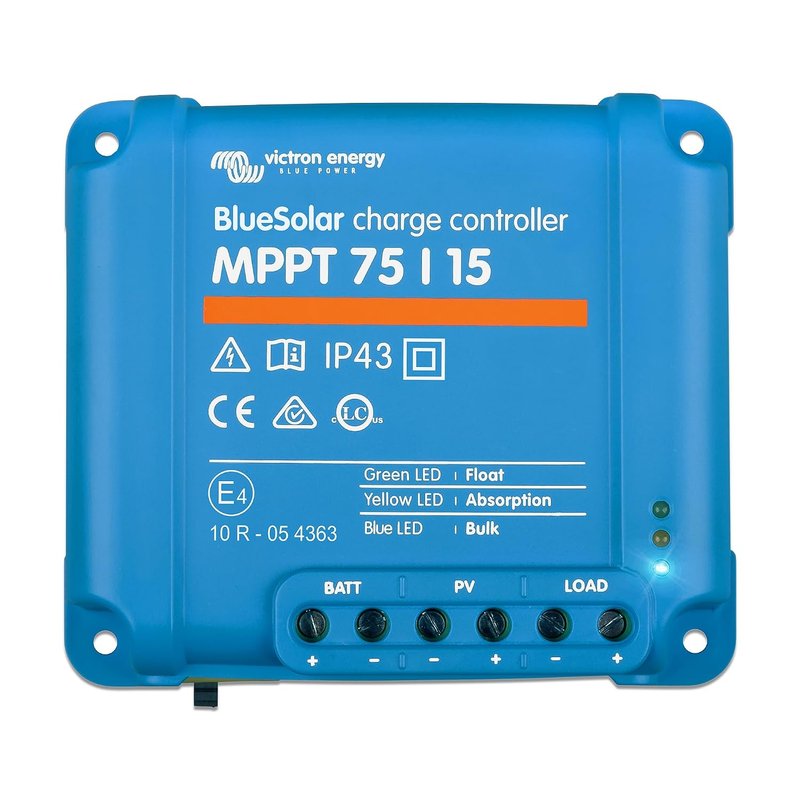 Victron Energy BlueSolar MPPT Solar Charge Controller - MPPT Charge Controller for Solar Panels - 75V 15 amp 12/24-Volt