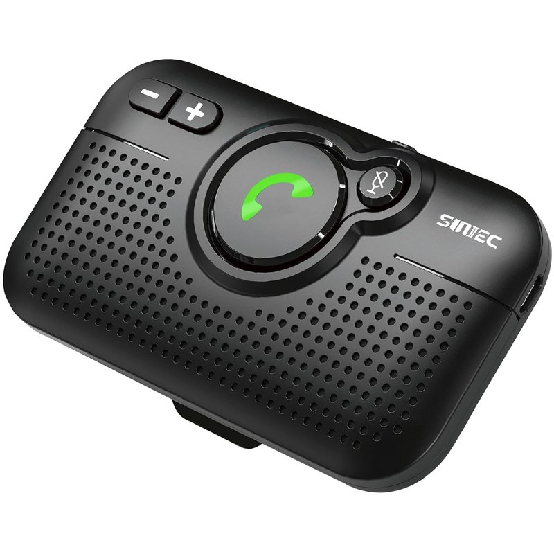 Hands Free Car Phone Kit Bluetooth, SUNITEC Bluetooth Speaker for Car, AUTO Power ON, Support Siri Voice Assistant, 3W Speaker Handsfree Calling Kit with Visor Clip
