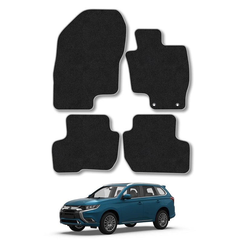 Car Mats Compatible With Mitsubishi Outlander PHEV (2014+) Grey Trim Carpet Tailored Fit Car Floor Mats Set Accessory Custom Fit Water-Resistant Anti Slip Backing All Weather Full Coverage