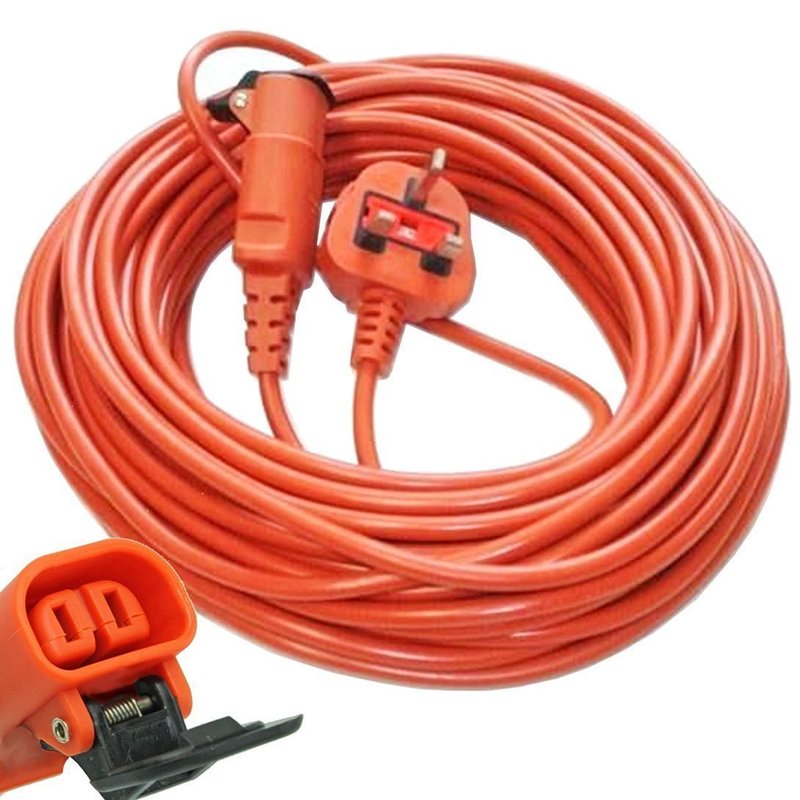 SPARES2GO 20 Metre Mains Cable & Lead Plug for Bosch Rotak 34 34R 36 36R 370 40 40GC 43 430 Ergoflex Lawnmowers (20m)