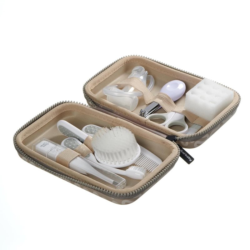 Vital Baby Protect Baby Care Kit, 10pcs Baby Healthcare Essentials with Wipe Clean Travel Case, Hair Care, Thermometer, Nail Care & Nasal Aspirator, EarthSmart Biodegradable, BPA-Free