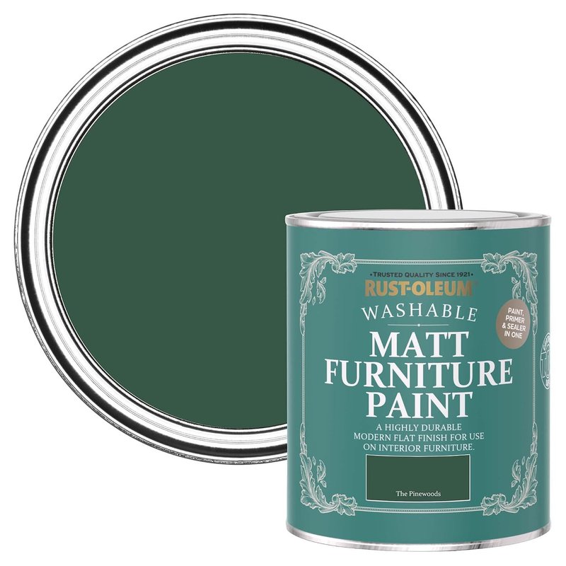 Rust-Oleum Green Furniture & Skirting Board Paint in Matt Finish The Pinewoods 750ML