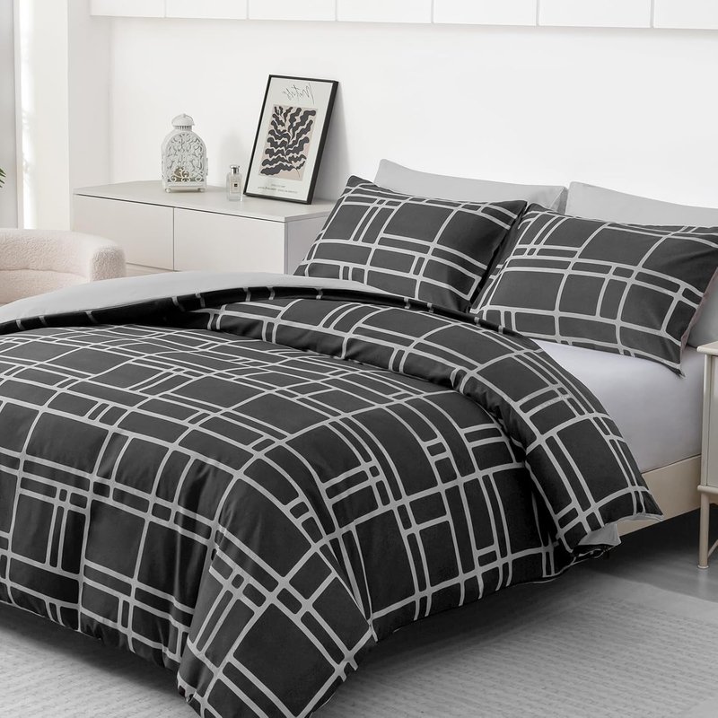 Pamposh Double Duvet Set - Premium Brushed Microfiber Reversible Double Duvet Cover - Hypoallergenic Bedding Sets 3 Pcs - Ultrasoft Quilt Cover Set with Zipper Closure