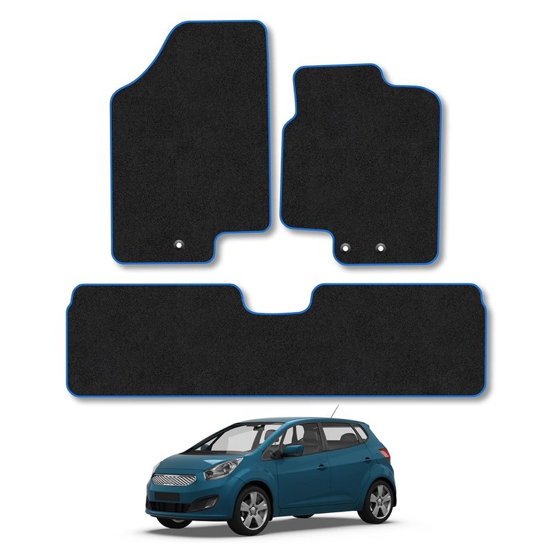 Car Mats Compatible With Kia Venga (2010+) Blue Trim Carpet Tailored Fit Car Floor Mats Set Accessory Custom Fit Water-Resistant Anti Slip Backing All Weather Full Coverage Hand-Finished With Clips