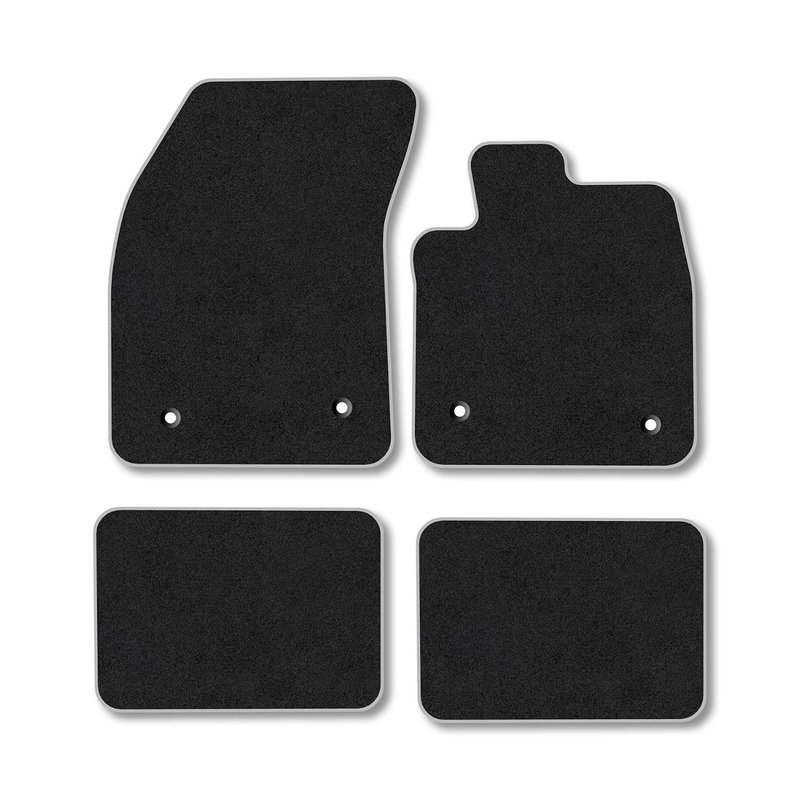 Ford Focus (2018+) [MK4] Premium Car Mats Accessories Tufted-Pile Carpet Grey Trim Tailored Fit Non-Slip Floor Mats Compatible Full Front & Rear Set Full Coverage Hand-Finished Accessory with Clips