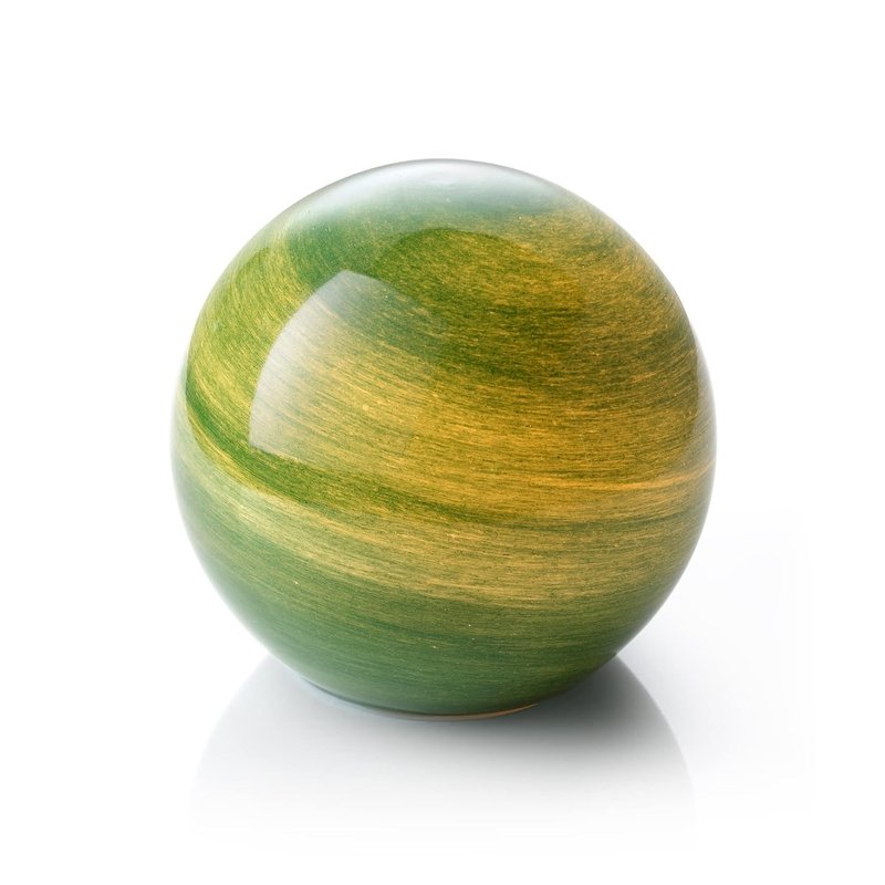 Auraglow Handmade Blown Glass Art Planet LED Table Lamp, Cordless Battery Operated Light, [Jade]