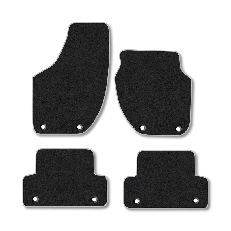 Volvo V40 (2012-2019) [8 Clip] Car Mats Accessories Tailored Fit Carpet Floor Mats Non Slip Grey Trim Accessory Compatible Front Rear Set Anti Slip Full Coverage Granulated Backing Hand-Finished Clips