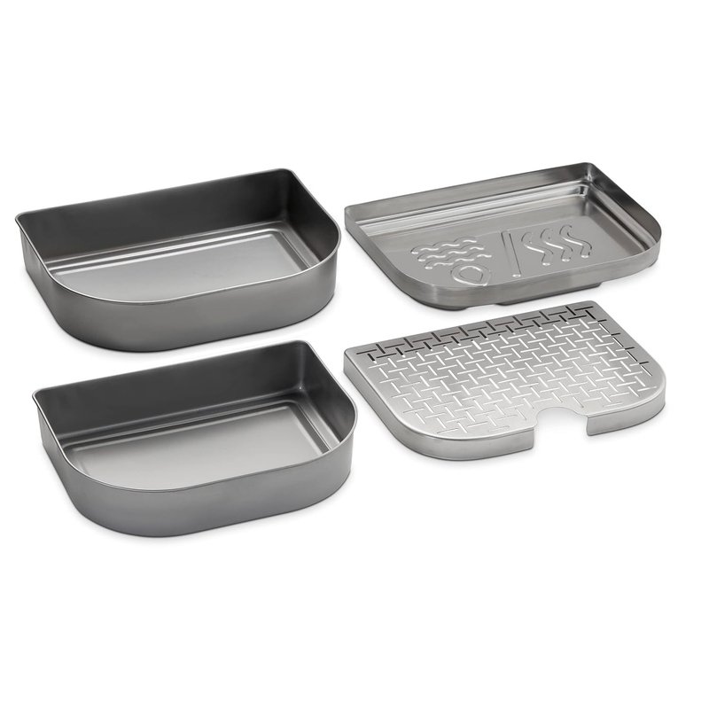 Weber Lumin Compact Versatility Expansion Kit / 4-Piece BBQ Accessories Set, Converts Grill to Smoker & Steamer, Includes Stainless Steel Warming Dishes for Low & Slow Cooking