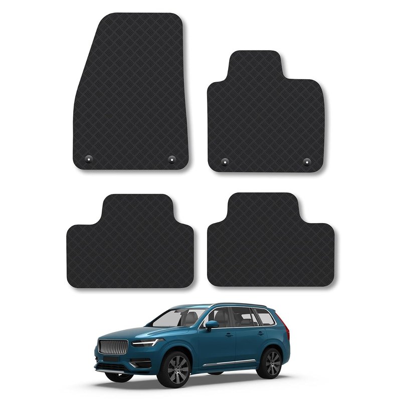 Volvo XC40 (2017+) [Automatic] Rubber Car Mats Accessories Tailored Fit Compatible Accessory Waterproof Protection Non-Slip Floor Mats Full Coverage Durable Front Rear Set Coverage with Clips