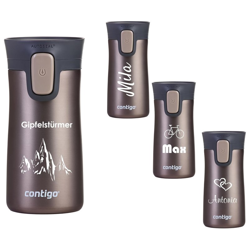 Contigo Pinnacle Autoseal Thermal Mug with Engraving - Name Stainless Steel Insulated Mug, Travel Mug, Coffee Mug to Go, Leak-Proof, Easy-Clean Lid, BPA-Free, 300 ml (Matte Latte)