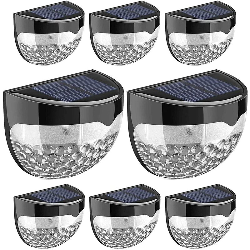 QASIMOF Solar Fence Lights, Decorative LED Garden Lights Waterproof Solar Powered for Patio, Yard, Garage, Stairway, Gate, Wall (8 Pack)