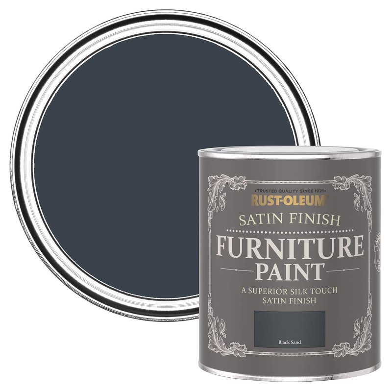 Rust-Oleum Black Furniture & Skirting Board Paint in Satin Finish - Black Sand 750ml