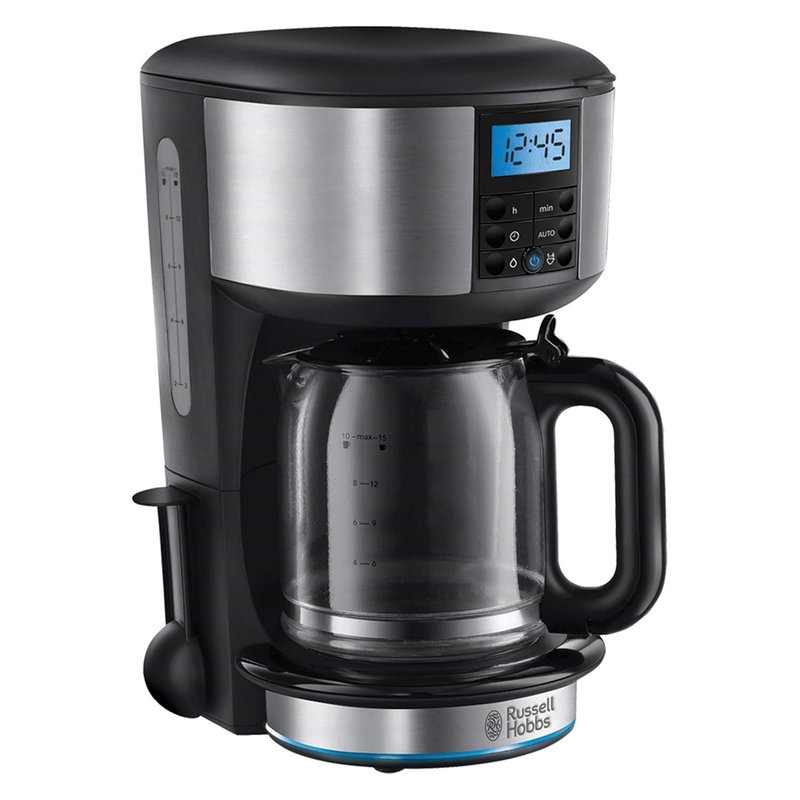 Russell Hobbs Buckingham Filter Coffee Machine, 1.25L Carafe/10 Cups, 1-4 Cup Brewing Option, Fast Brew, 24hr Timer, 40min Keep Warm, Pause & Pour, Washable Filter, Auto Clean, 1000W, 20680