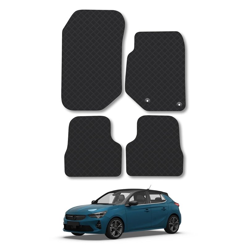 Vauxhall Corsa F (2020+) Compatible Rubber Car Mats Accessories [NOT FOR EV] Tailored Fit Accessory Full Coverage Heavy-Duty All Weather Protection Anti-Slip Floor Mat Durable Full Coverage Protection